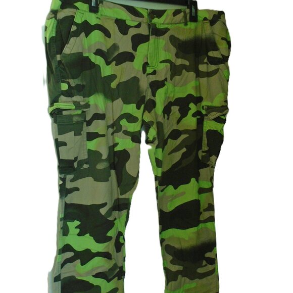 KARDASHIAN KOLLECTION KK CAMO CAMOFLAUGE CARGO LIGHTWEIGHT PANTS WOMENS SIZE 14 - Picture 1 of 16
